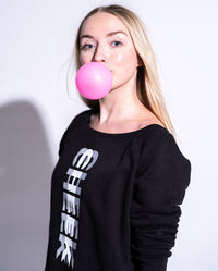 Blur Sweatshirt by Cheek Peek. Bubble Gum, Side view.